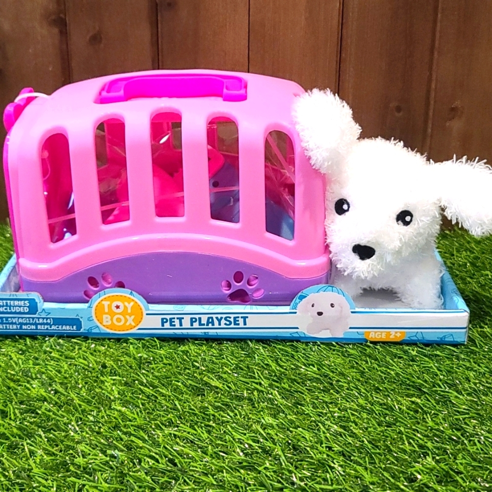 PET Groomer Puppy Playset- barks when hugged, play carrier, dryer & shears NWT